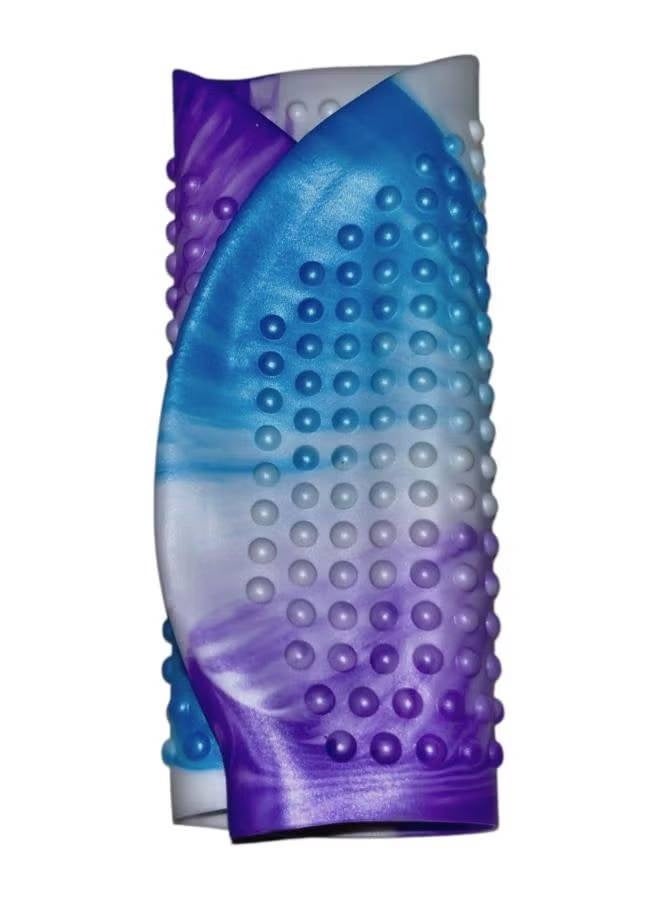 Morex Bubble Swim Cap for Women and Men, Swimming Cap for Long Hair, Comfortable Swimming Cap Ideal for All Head Shape Ear Protector, Waterproof (1, Purple Blue) - Image 1