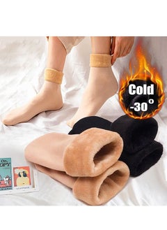 Muyixin Women Girl Winter Warm Thicken Cashmere Wool thermal Socks Velvet Boots Floor Snow Socks (Color : 3Black 3khaki)k  - Image 3