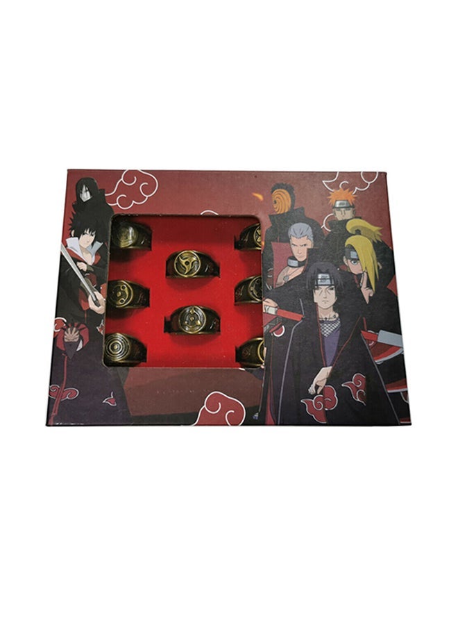 نيبمينينت 10-Piece Naruto Akatsuki Members Sharingan Rings Set 1.8centimeter - Image 1