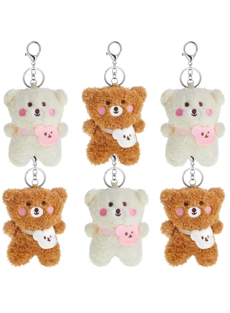 SYOSI Plush Bear Keychain for Backpacks, Aesthetic Stuffed Animal Keyring Pendant Mini Fluffy Cute Keychain Bear Backpack Charms Plush DIY Decorations for Gift Box Filled Party Decorations 6 Pcs  - Image 1
