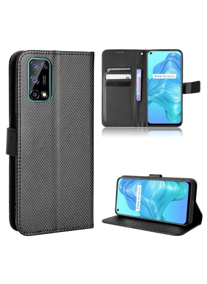 HuHa Case Cover For Realme V5 5G / Q2 / 7 5G Diamond Texture Leather Phone Case Black 