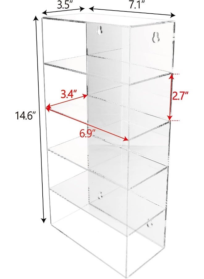 TPGP Mirrored Back Acrylic Display Case, 5-Level Collection Display Case for Mini Funko Pop Figures, Sunglasses Rack, Freestanding or Wall-Mounted, Acrylic Eyewear Display Case, Clear - Image 3
