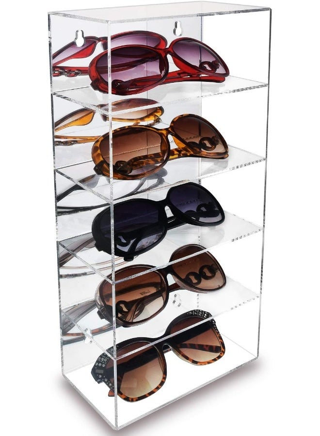 TPGP Mirrored Back Acrylic Display Case, 5-Level Collection Display Case for Mini Funko Pop Figures, Sunglasses Rack, Freestanding or Wall-Mounted, Acrylic Eyewear Display Case, Clear - Image 1