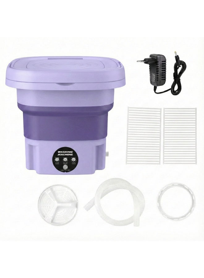 غسالة ملابس محمولة قابلة للطي صغيرة– غسيل سريع وفعال للملابس الداخلية والملابس الخفيفة، تصميم ذكي وصامت وسهل الحمل  - موف - Image 3