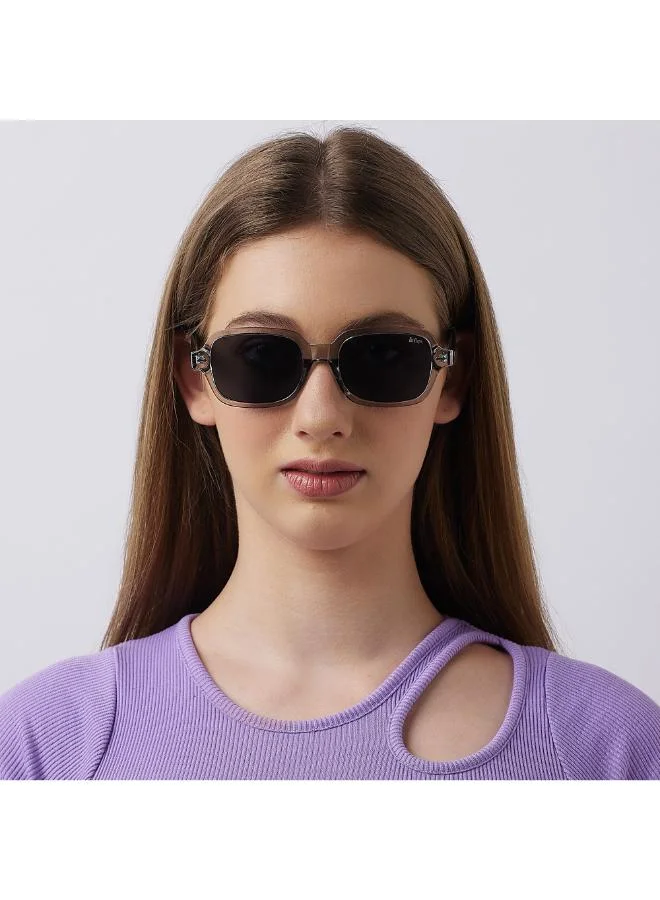 Lee Cooper Women's Polarized Sunglasses Grey Frame Clear Grey+Black Mirror Lens 53mm  - LC1213C04