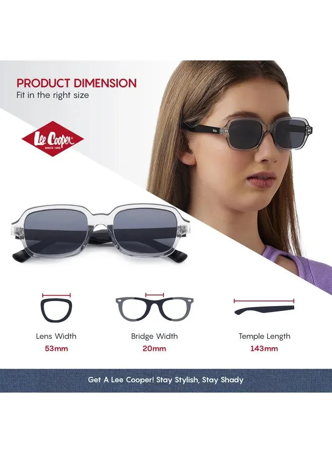 Lee Cooper Women's Polarized Sunglasses Grey Frame Clear Grey+Black Mirror Lens 53mm  - LC1213C04