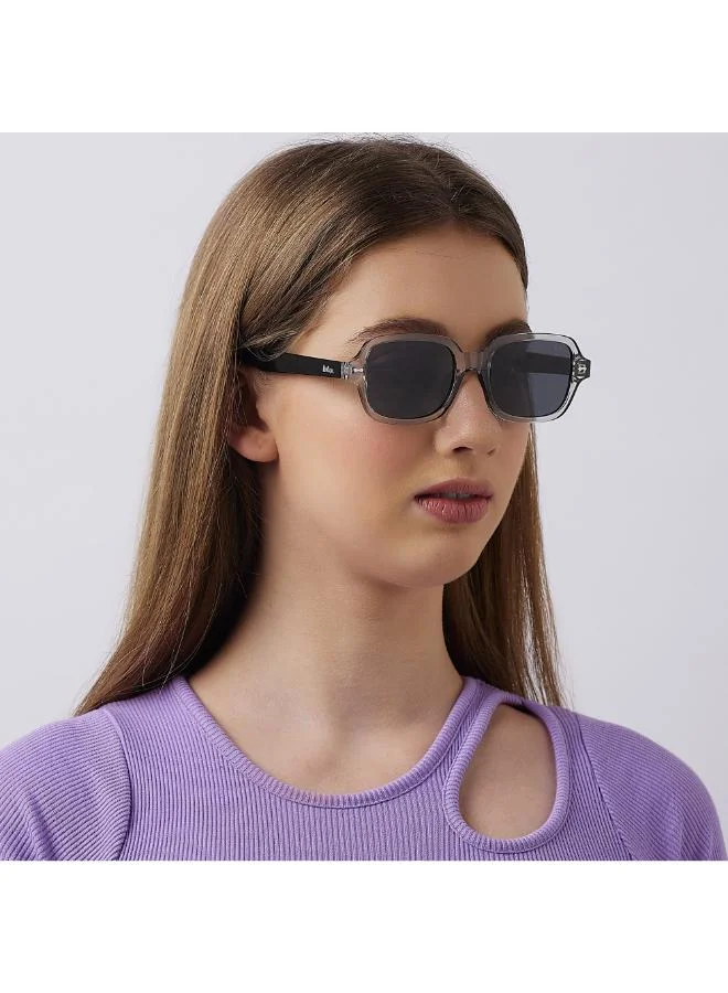 Lee Cooper Women's Polarized Sunglasses Grey Frame Clear Grey+Black Mirror Lens 53mm  - LC1213C04