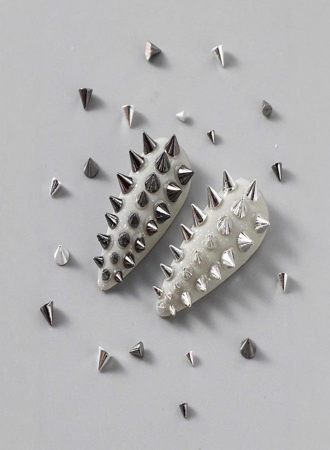 مجموعة بيزاديكس من 3 قطع من زينة الأظافر الفضية بنمط البانك مع حلقات للثقب، ودبابيس لتزيين فن الأظافر - Image 4