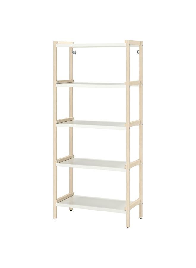 Zaboon Open Shelving Unit, Aspen/White, 70X34X154 Cm - Image 1