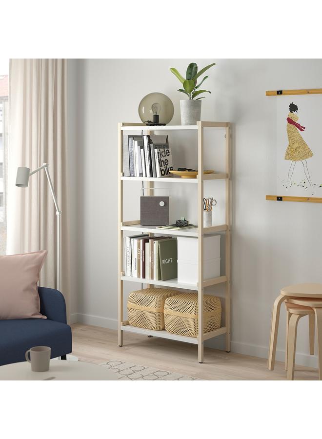 Zaboon Open Shelving Unit, Aspen/White, 70X34X154 Cm - Image 2