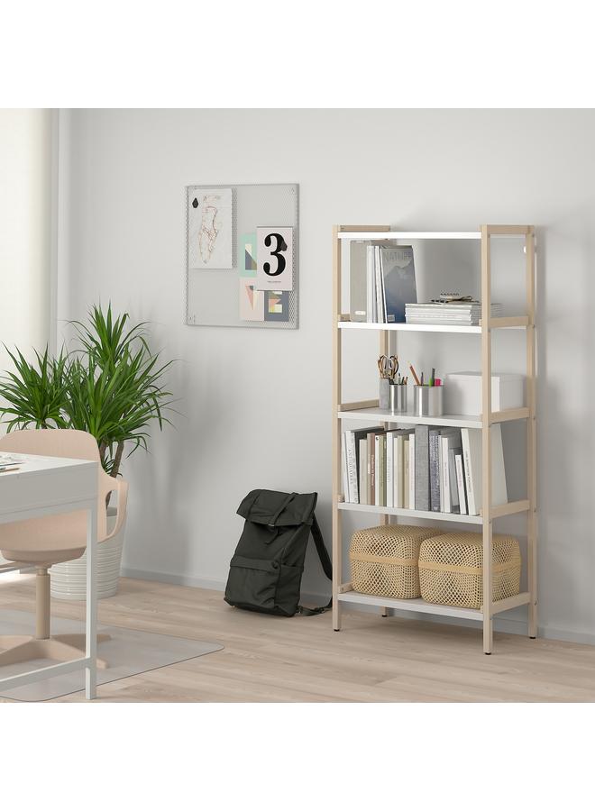 Zaboon Open Shelving Unit, Aspen/White, 70X34X154 Cm - Image 3
