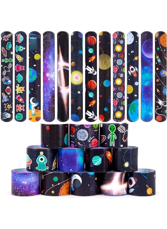 Mcpinky MCPINKY Slap Bracelets, 48PCS Kids Slap Wristbands with UFO Astronaut Space Stars Pattern Snap Bracelets for Valentine's Day Party Favor New Year Gifts School Classroom Prize Exchange  - Image 5