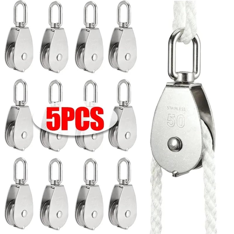 Stainless Steel Lifting Crane Pulley Clips for Outdoor Pulley System Pulleys for Rope Bird Feeder Sun Shade Tent Poles Kayak(5PCS,M15) - Image 2