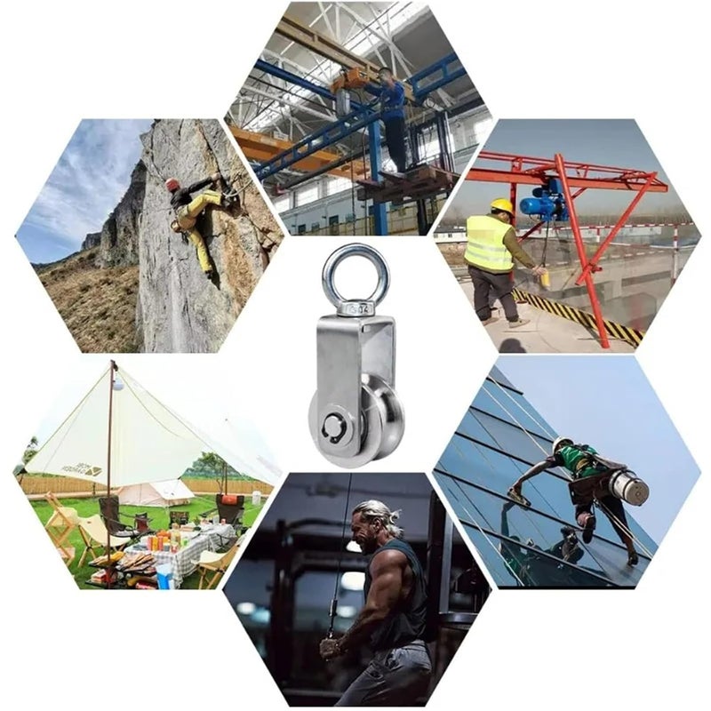 Stainless Steel Lifting Crane Pulley Clips for Outdoor Pulley System Pulleys for Rope Bird Feeder Sun Shade Tent Poles Kayak(5PCS,M15) - Image 5