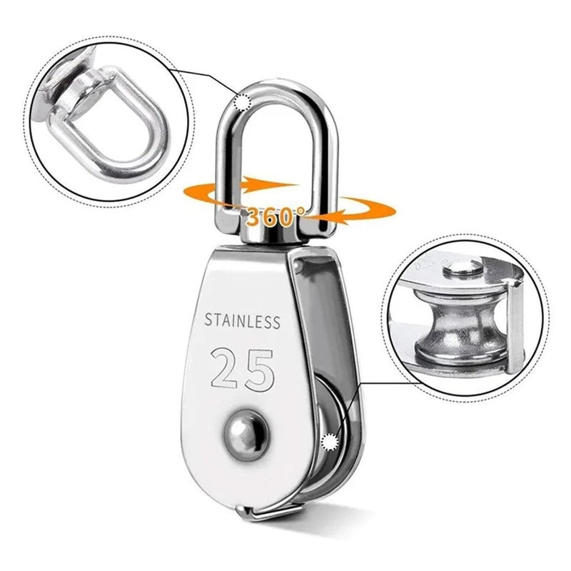 Stainless Steel Lifting Crane Pulley Clips for Outdoor Pulley System Pulleys for Rope Bird Feeder Sun Shade Tent Poles Kayak(5PCS,M15) - Image 3