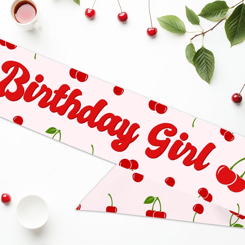 Merrystorm Cherry Birthday Sash, Cherry Birthday Party Decorations Cherry on Top Birthday Decor Cherry Sweet Birthday Girl Sash for Girls Berry Fruit Birthday Party Supplies - Image 3