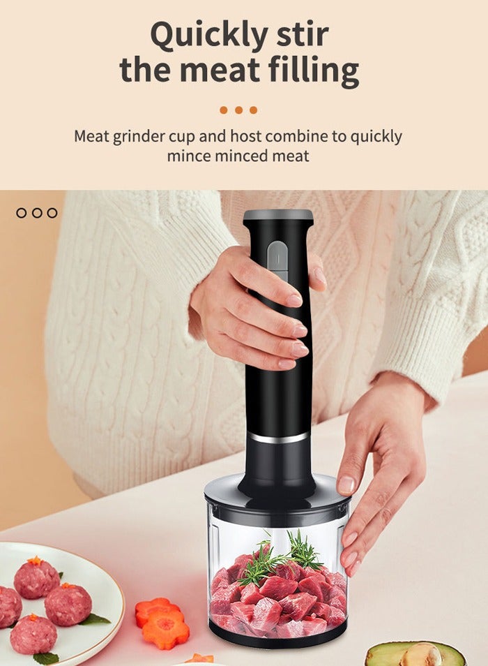 sokany 5 In 1 Hand Blender,800W Hand Blender Chopper Whisker Mixer Milk Frother, Durable Stainless Steel Blade & Removable Stick | Comes with 600ml Plastic Jar, 500ml Chopper,SK-1714-5,Black - Image 4