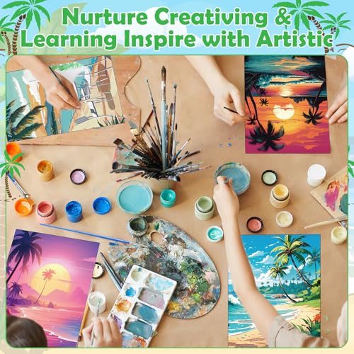 Blosssound بلوسساوند 10 مجموعة قماش مطبوع مسبقًا مع أطقم حامل 5" × 7" لوحات رسم مبدئية للمبتدئين، مشروع حرفي، هدايا حفلات، ديكورات منزلية (هاواي) - Image 5