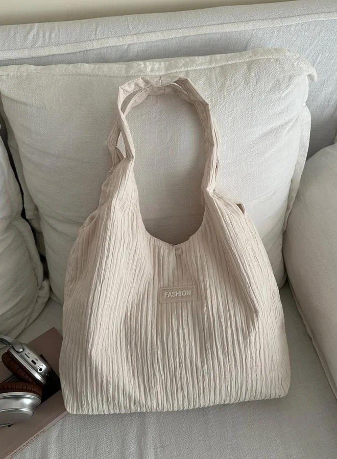 Take Two White Pleated Textured Shoulder Bag