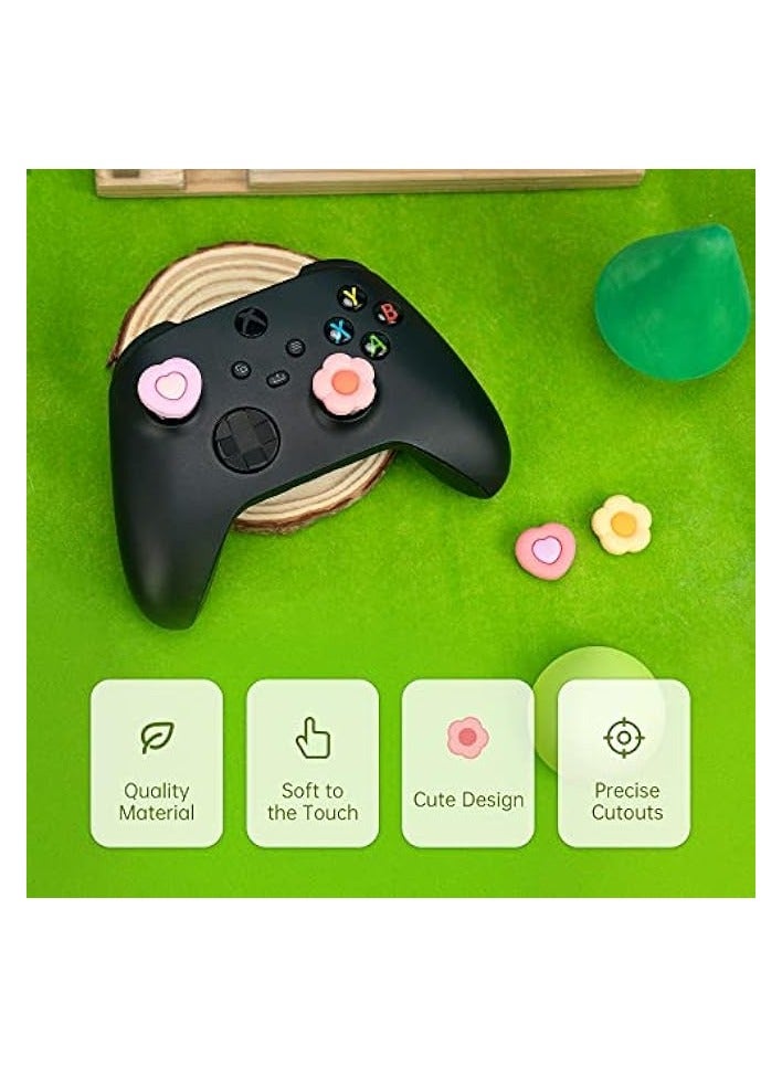 PROMASS Cute Xbox One Controller Thumb Grips, Soft Silicone Thumbsticks Cover Caps Set Compatible with Xbox One Controller, 2 Pair / 4 Pcs - Heart & Flower - Image 2