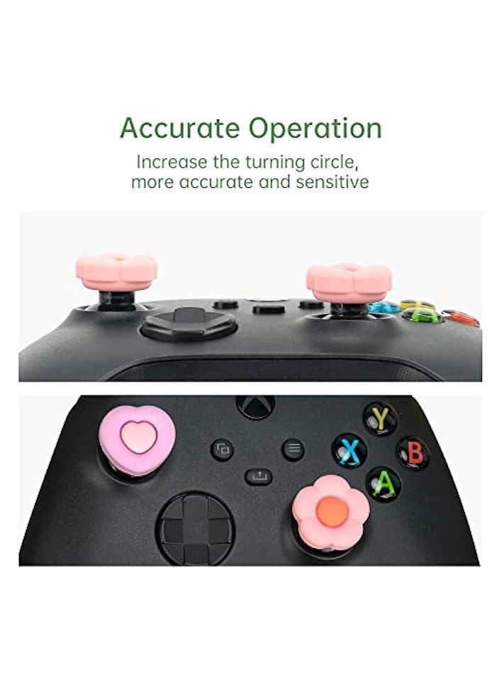 PROMASS Cute Xbox One Controller Thumb Grips, Soft Silicone Thumbsticks Cover Caps Set Compatible with Xbox One Controller, 2 Pair / 4 Pcs - Heart & Flower - Image 3