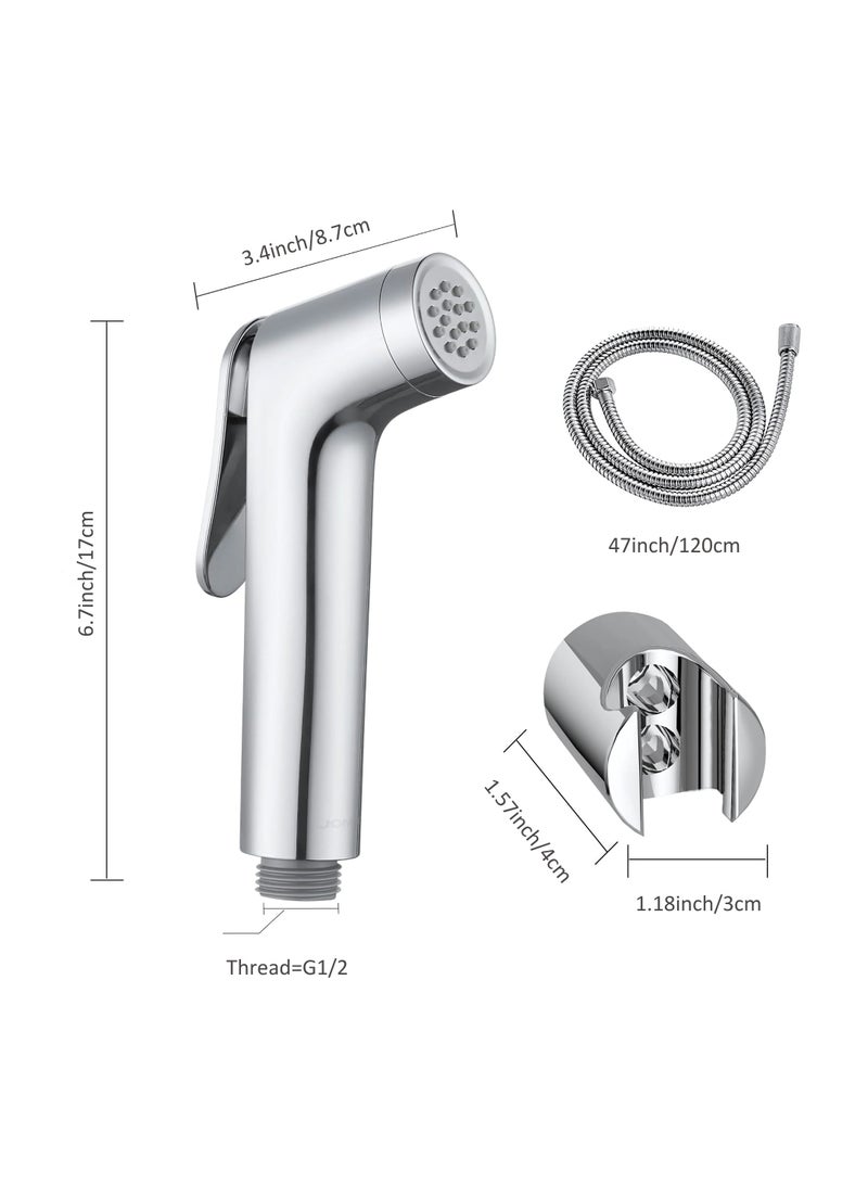 AREXA Shattaf Set, Bidet Sprayer for Toilet with 47inches Stainless Steel Bidet Hose, Wall Mounted Handheld Bathroom Spray for Personal Hygiene, Chrome  - Image 2