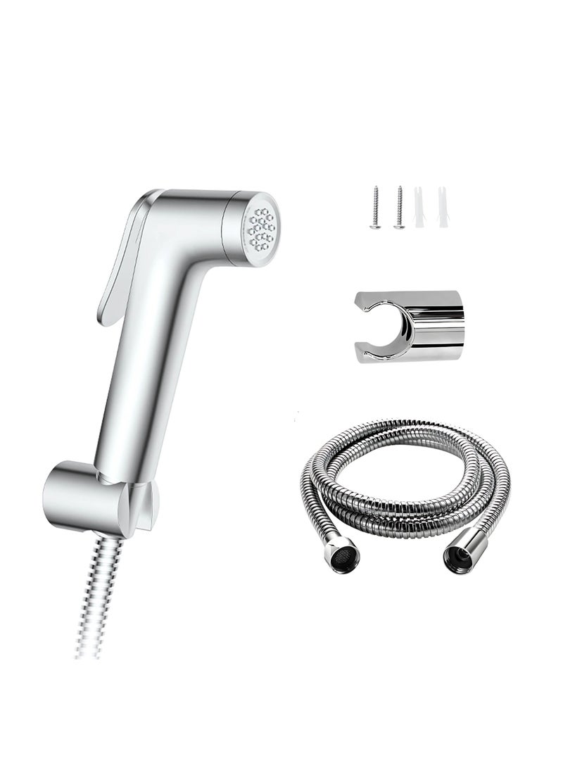 AREXA Shattaf Set, Bidet Sprayer for Toilet with 47inches Stainless Steel Bidet Hose, Wall Mounted Handheld Bathroom Spray for Personal Hygiene, Chrome  - Image 1