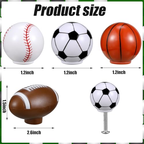 Menkxi 16 Pcs Sports Ball Dresser Knobs for Kids Baseball Basketball Dresser Drawer Knobs for Boys Football Soccer Sports Nursery Hardware Drawer Pulls Handles for Cabinet Party Decor Classic Style - Image 3