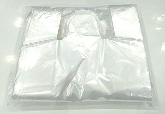 Treprof Disposable Clear Plastic Bag With Handle 25 × 40 cm, 10 Bags