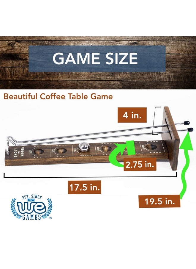 WE Games Shoot The Moon Game, Large 18 Inches, Walnut Stained Solid Wood Board With Metal Ball And Rods, Retro Balancing Game For Family And Bar  - Image 4