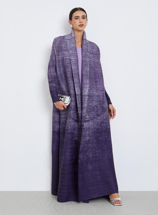 تايك تو عباية محبوكة بكسرات بتدرج لوني وأكمام طويلة - Image 1