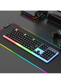 Beauenty Mechanical feel keyboard esports desktop notebook office game wired metal keyboard set/K25 Metal Single keyboard Black 