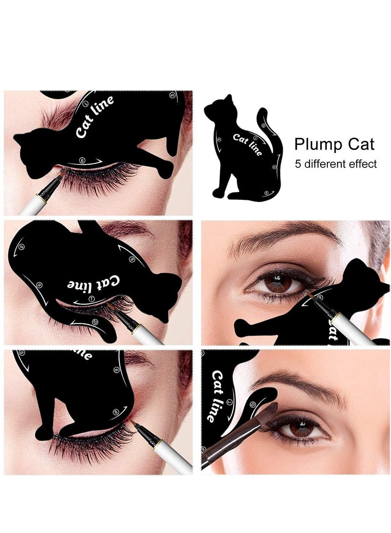 SOLARAE ملصقات قوالب كحل العيون 8 قطع، 27 نمط قوالب طوابع احترافية، شريط قوالب كحل العيون مع أجنحة، مجموعة ملصقات لظلال العيون وكحل العيون، أساسيات مكياج للمبتدئين - 8 أوراق - Image 4