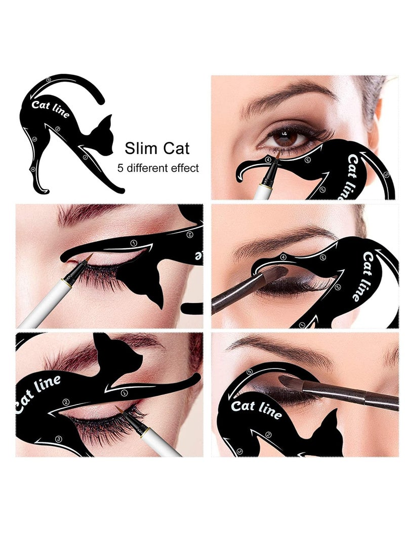 SOLARAE ملصقات قوالب كحل العيون 8 قطع، 27 نمط قوالب طوابع احترافية، شريط قوالب كحل العيون مع أجنحة، مجموعة ملصقات لظلال العيون وكحل العيون، أساسيات مكياج للمبتدئين - 8 أوراق - Image 5