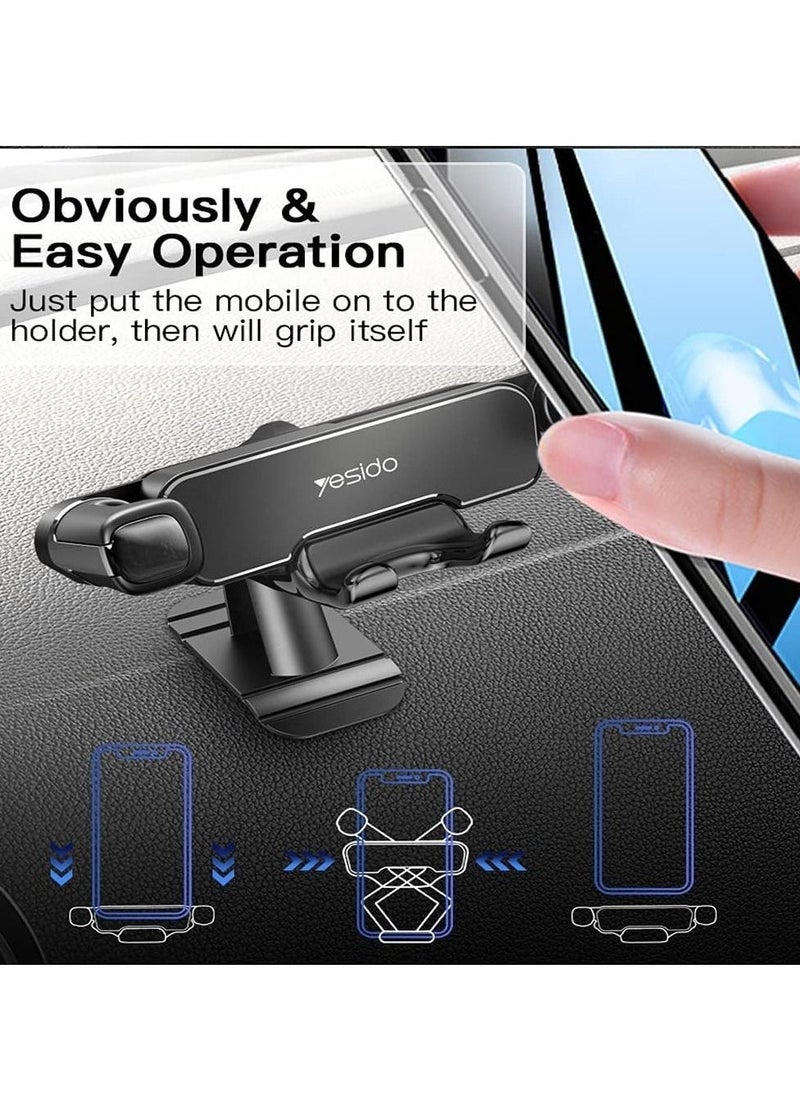 Yesido حامل هاتف السيارة Yesido C90 بتقنية الجاذبية عمودي وأفقي لجهاز iPhone 11/11Pro/11Pro Max/Xs X XR 6S 7 Plus 8 وجميع هواتف Samsung وجميع هواتف Xiaomi - Image 2