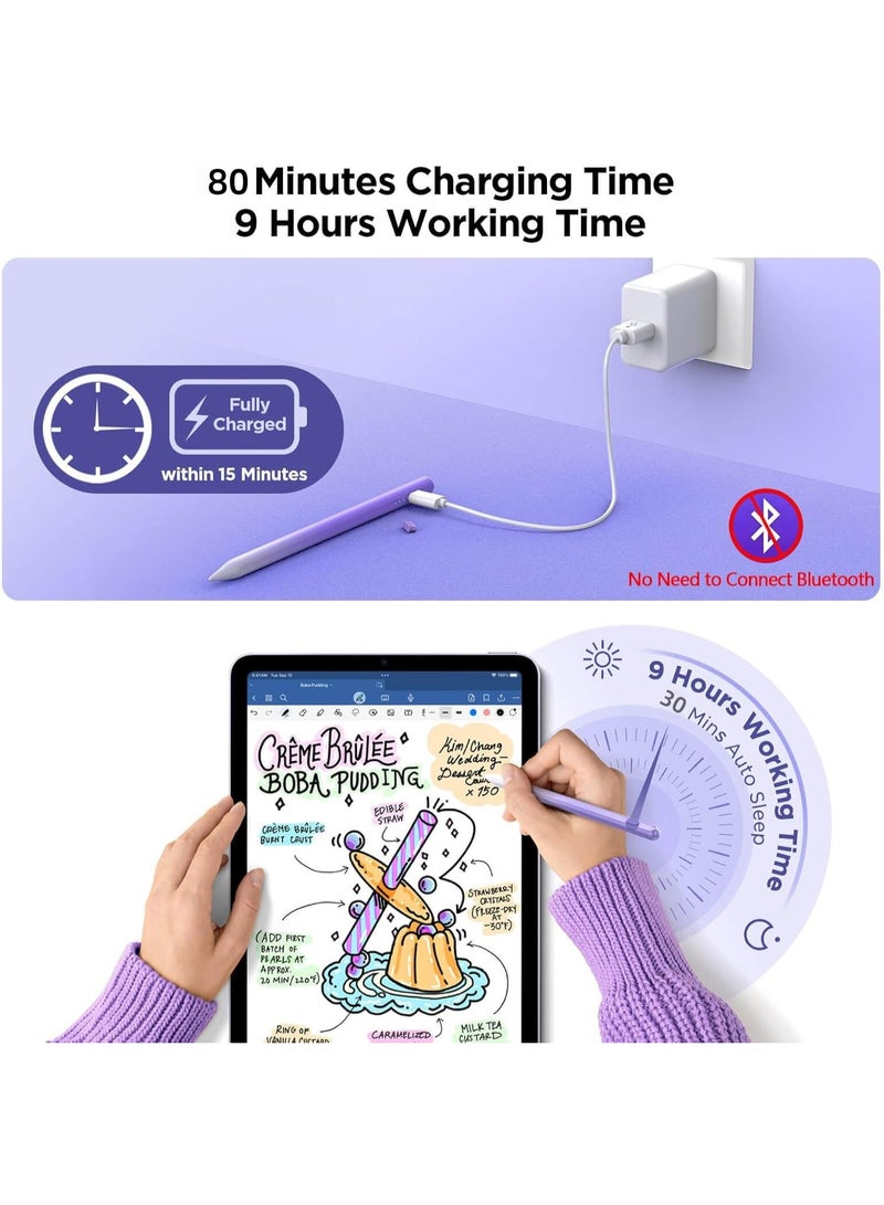 Hiras Universal Active Stylus Pen Compatible with Huawei/Honor/Samsung/Lenovo/Xiaomi and Other Android Smartphone and Tablet Devices Tablet Pen, Purple (Apple iPad 2018 and Before) - Image 4