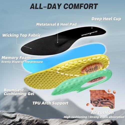 OrthoComfoot Women's Orthopedic Diabetic Wide Slip On Tennis Shoes: Orthotic Neuropathy Arch Support Plantar Fasciitis Metatarsal Trail Sneakers, Non Slip Mid Trekking Hiking Training Walking Shoes Black Size 9 - Image 5