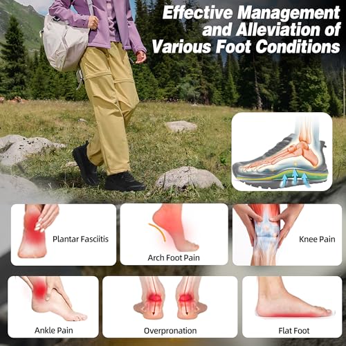 OrthoComfoot Women's Orthopedic Diabetic Wide Slip On Tennis Shoes: Orthotic Neuropathy Arch Support Plantar Fasciitis Metatarsal Trail Sneakers, Non Slip Mid Trekking Hiking Training Walking Shoes Black Size 9 - Image 2