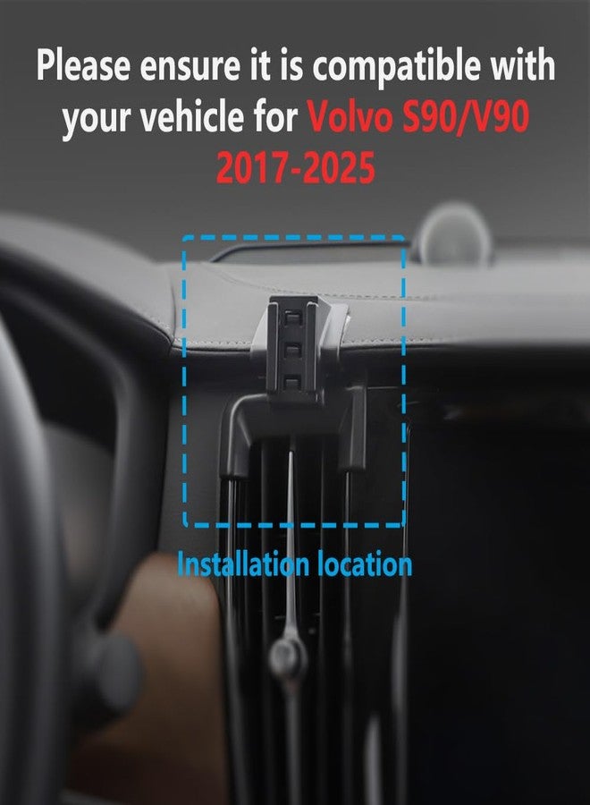 Zchan Car Phone Holder Mount for Volvo S90/V90 2017-2025 Car Accessories Car Mount 360°Rotation for Car Phone Holder Magnetic Hands Free Compatible with iPhone Samsung Smartphones - Image 3