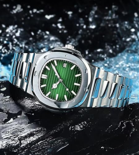 BESTKANG Men Quartz Movement Watch Waterproof Luminous Men's Watch, Stainless Steel Strap Business Watches (Green) - Image 5