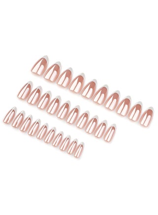 Press on nails 24PCS, Minimalist French White Short Almond-Shaped High-Quality Wearable Nails, Fashionable Coated Design Reusable False Nails, Perfectly Showcasing Elegant Temperament and Individual Charm in Nail Art Choice.Fake Acrylic Nails With Glue Kit. - view 5