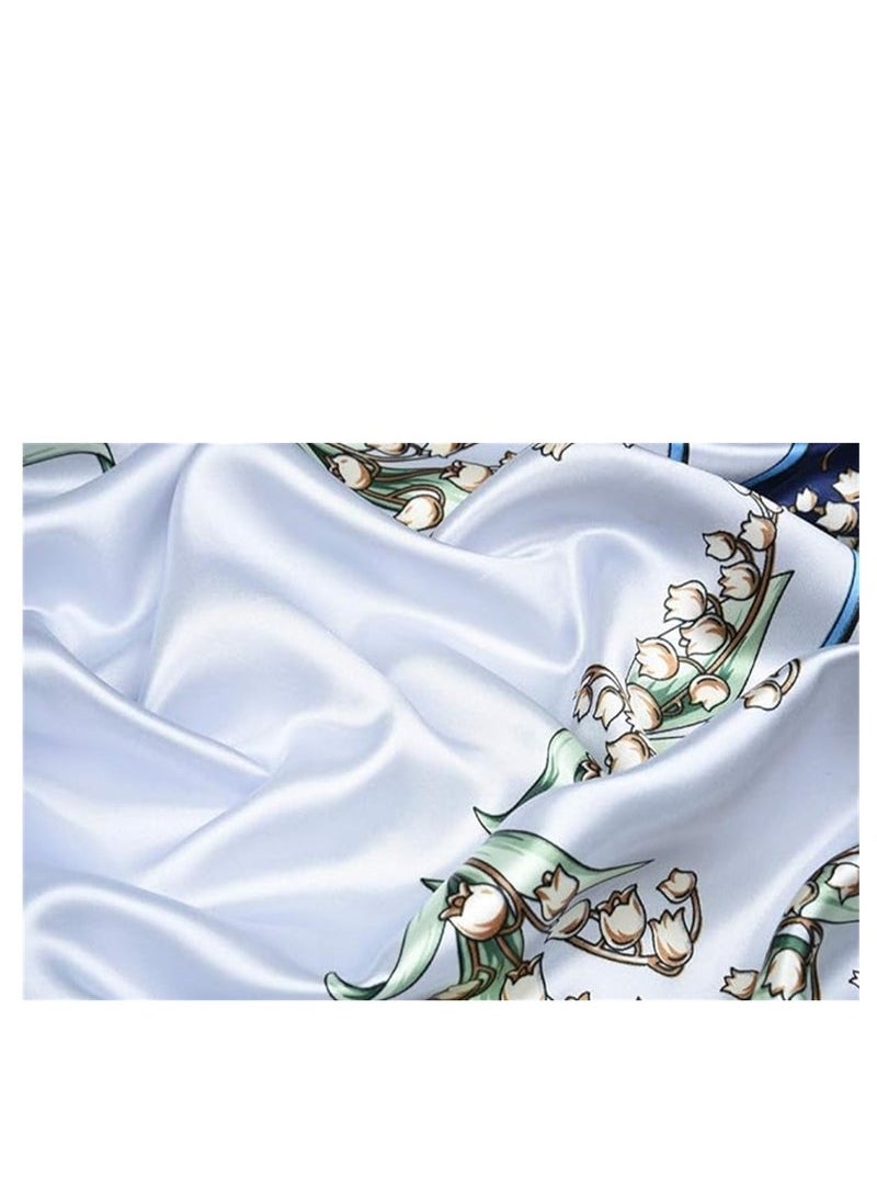 Captaintech Silk Printed Square Scarf, 35 x 35 Large Square Hair Scarf for Women Silk Like Head Scarf Curly Headband Tie Sleeping at Night Fashion Bandana Headscarf, 1 Pcs  - Image 5