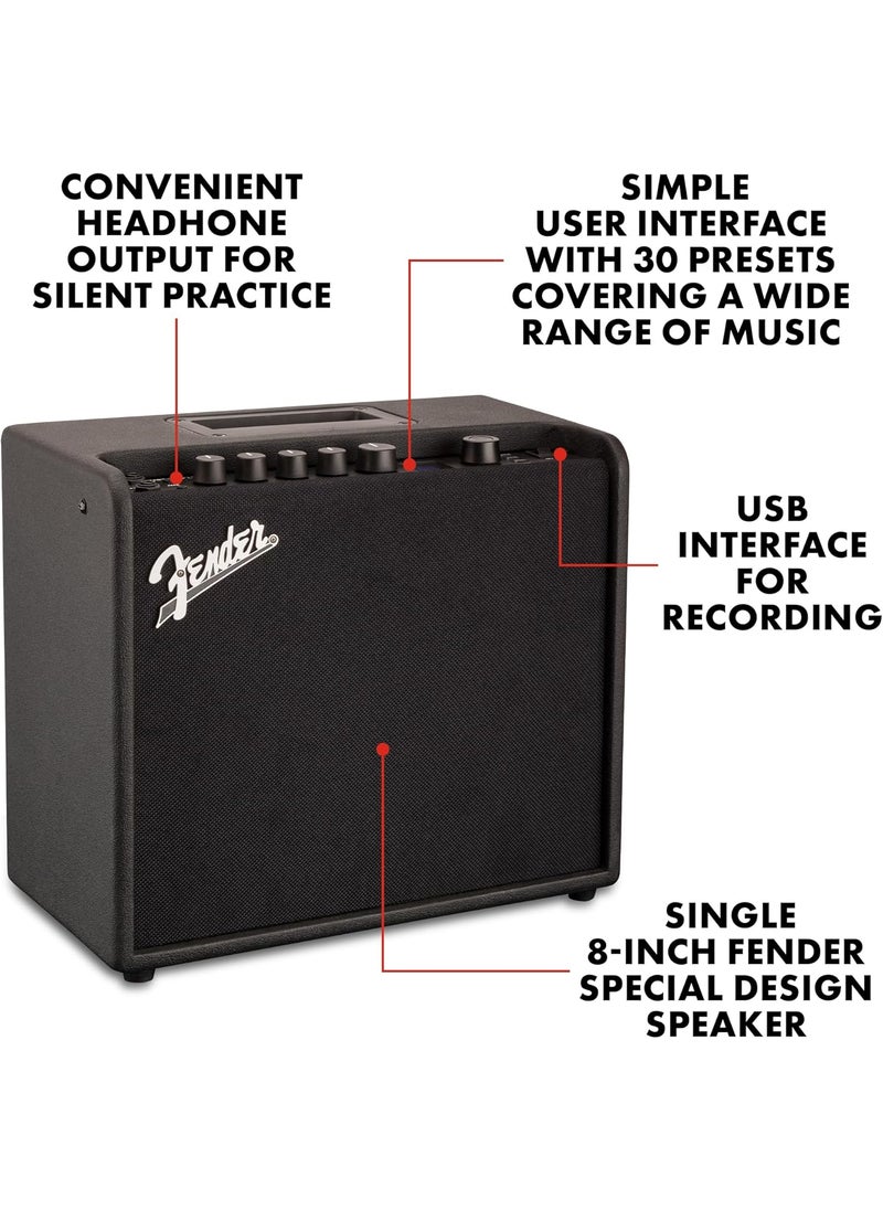 FENDER Fender Mustang LT25 Guitar Amp 25Watt Combo Amp with 2Year Warranty 30 Preset Effects with USB Audio Interface for Recording  - Image 2