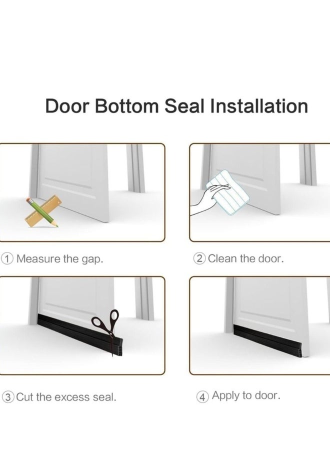 Generic Adhesive Under Door Sweep Weather Stripping Soundproof Rubber Bottom Seal with Wider Strong for Interior Exterior Doors Guard Against Drafts Dust Noise Animals (1M Black)  - Image 5