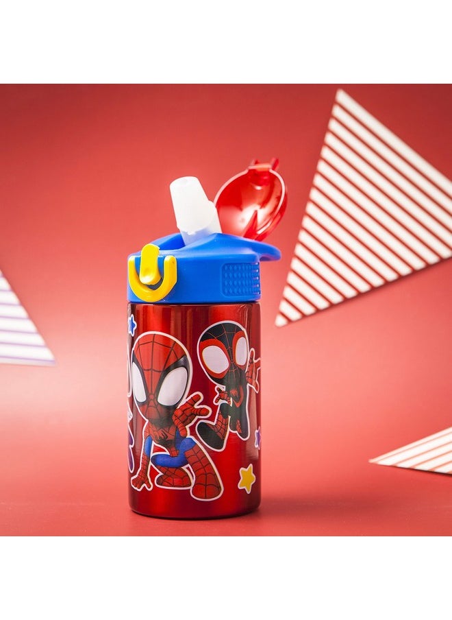 Zak Designs Marvel Spiderman 188 Single Wall Stainless Steel Kids Water Bottle Flip Straw Locking Spout Cover Durable Cup For Sports Or Travel (15.5Oz Nonbpa Spidey And His Amazing Friends)  - Image 2