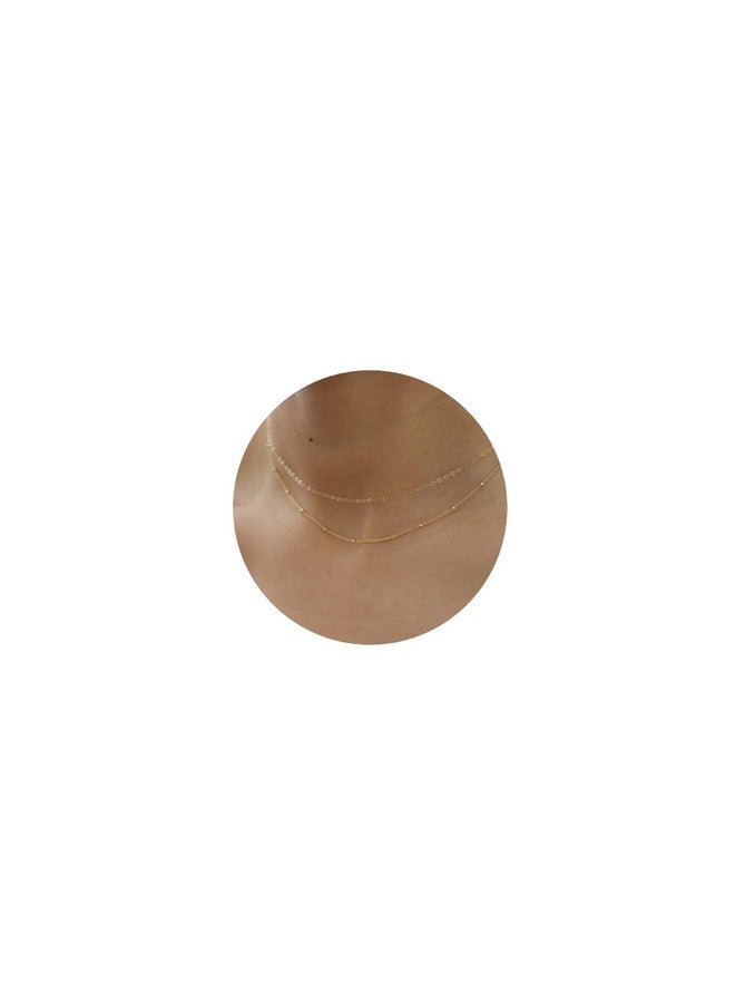 Tewiky Gold Necklace For Women, 14K Gold Plated Layered Satellite Chain Necklace Dainty Gold Choker Necklaces Simple Layering Beaded Necklaces Aesthetic Gold Jewelry For Women - Image 1