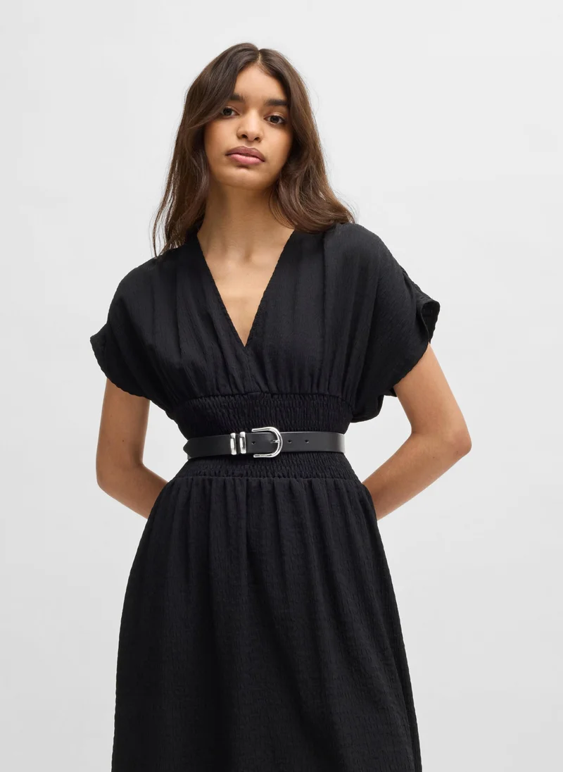 HUGO Italian-leather belt with double keeper