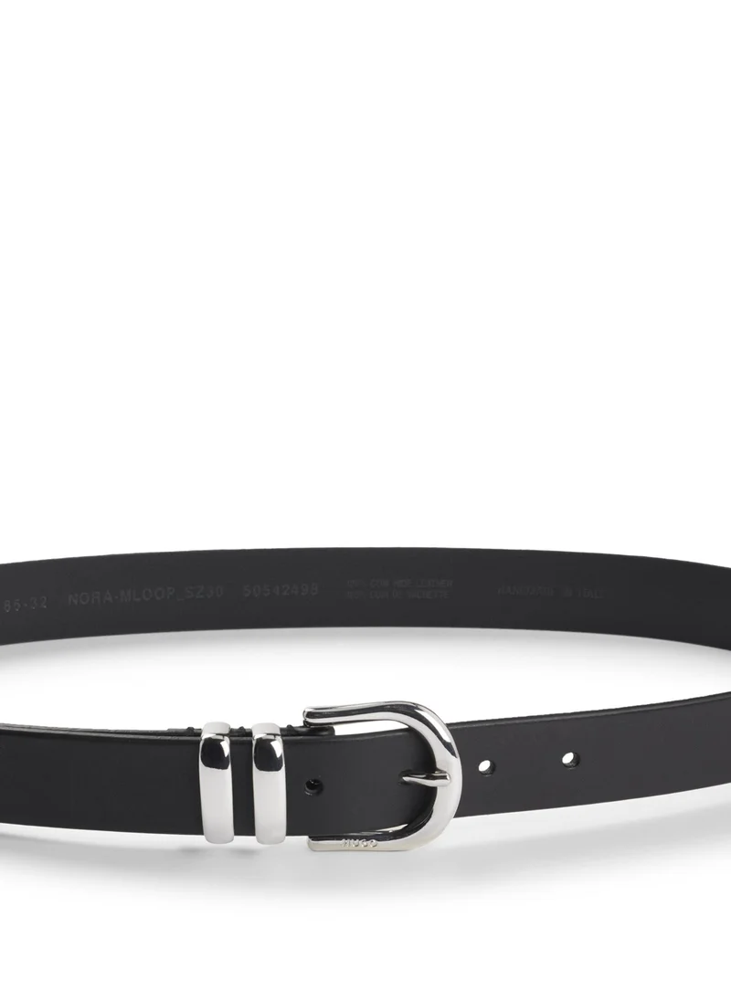HUGO Italian-leather belt with double keeper