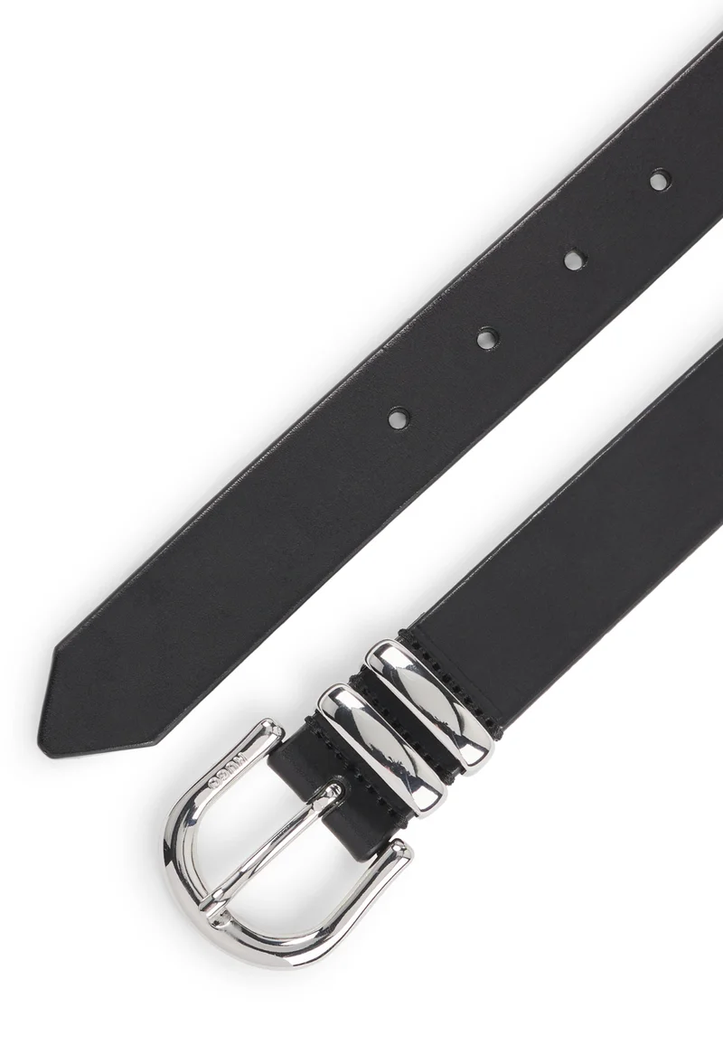 هوجو حزام جلد إيطالي مزدوج الحلقات