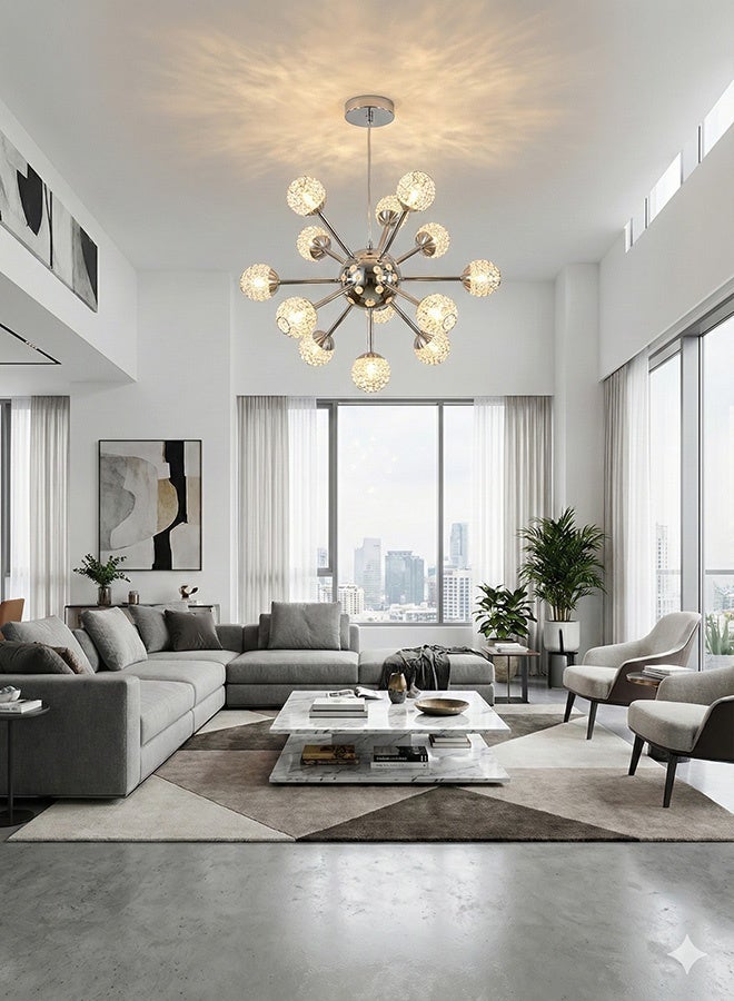 BUY4LESS -  Modern Lighting, Chandelier, Light, Light ball Special, Chrome Color, 60x60 cm, Suitable for bedroom and living room, Adjustable height - Image 2